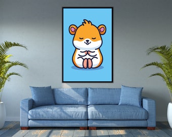 Yoga Poster, Hamster Poster, Hamster Print, Haster Meditation, Yoga Digital Print, Yoga Print, Art Decor, Home Decor, Wall Decor