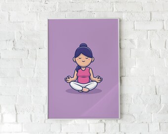 Abstract Yoga Girl Print: Meditation Art Decor (Digital Download)