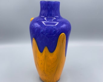 Blue & Orange Lava Lamp vase | Hand Blown Glass Vase