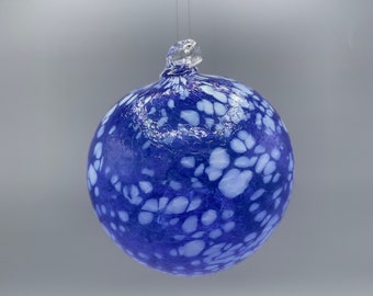 Blue & White/Yellow speckled Christmas Ornament
