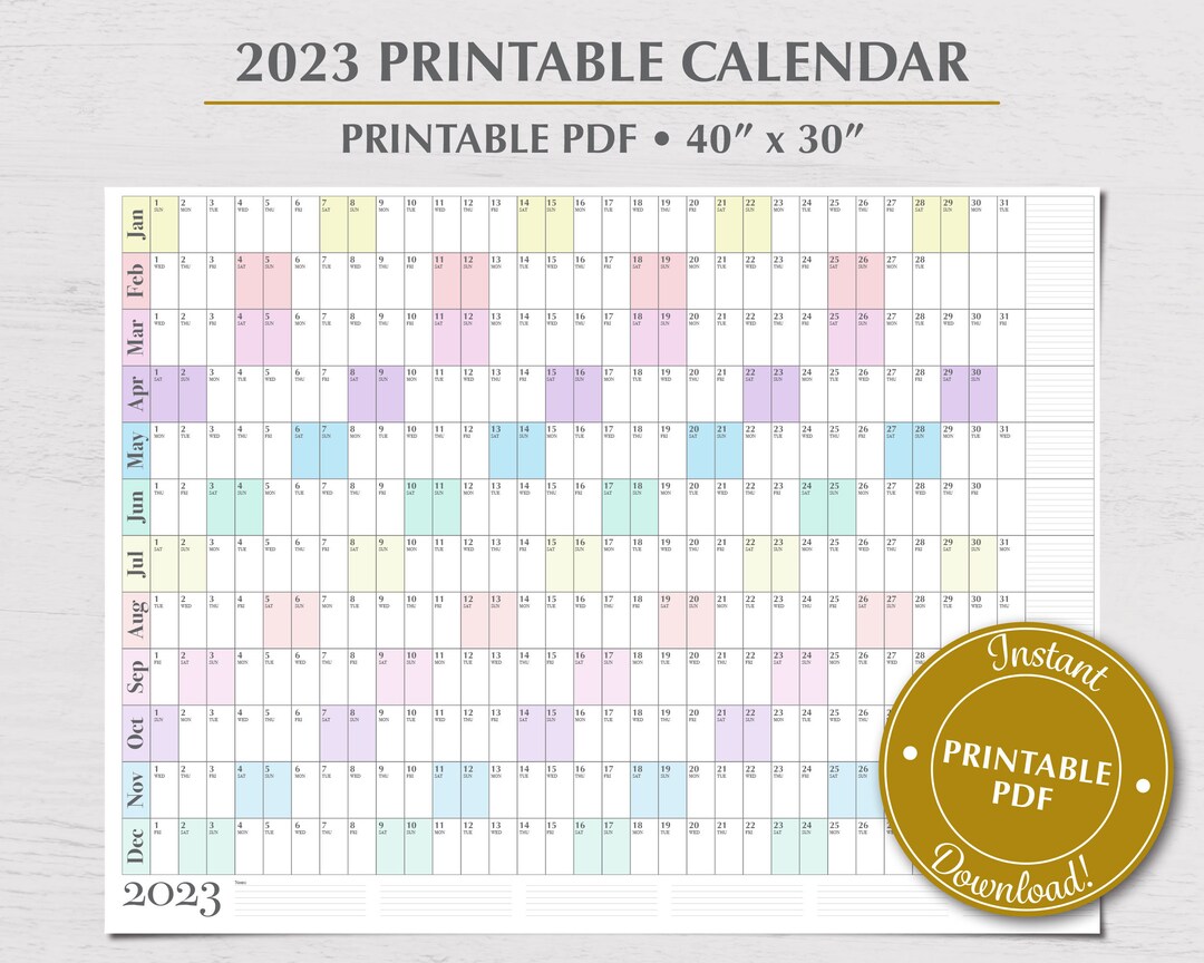 2023 Printable Wall Calendar Rainbow All 12 Months On One Etsy 2023 printable wall calendar rainbow all 12 months on one etsy