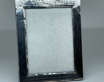 Solid Sterling Silver Art Deco Standing Photo Frame with Velvet Back and Stand