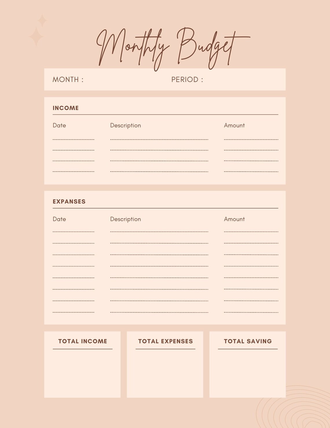 Monthly Budget Tracker, Printable PDF Pastel Pink Neutral Budget ...