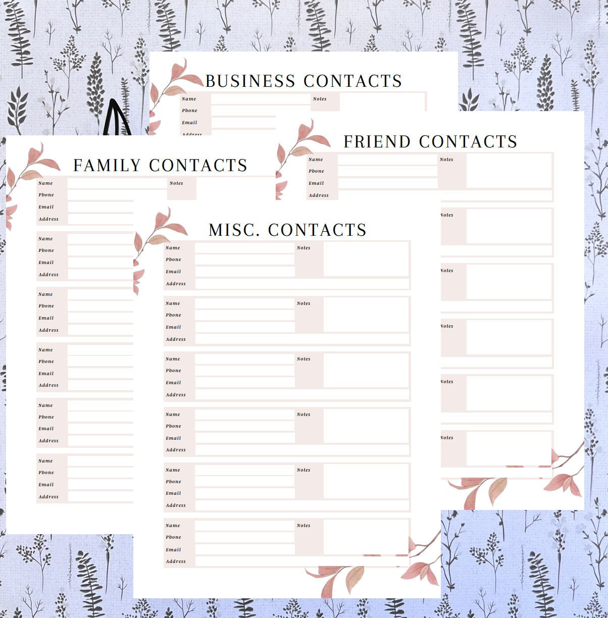 Planches-contacts fichier numérique, Planches-contacts imprimables, Planches-contacts pour agenda, Contacts, Pages agenda, Pages contact, Pages contac