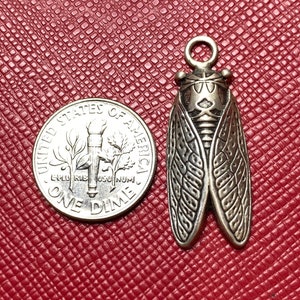 Cicada Charm with Loop 925 Sterling Silver Nature Inspired