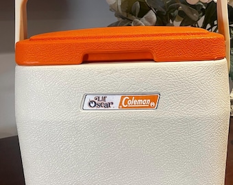Retro Vintage 1983 Coleman Lil' Oscar Cooler Orange and Ecru