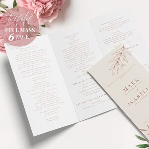 Catholic Wedding Mass Program Booklet (full Mass), Trifold Catholic ...