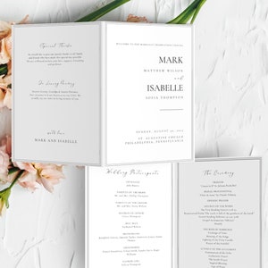 Elegant Catholic Wedding Mass Program Booklet, Catholic Wedding Program Template Canva, Catholic Church Wedding Program Booklet,  Nuptial