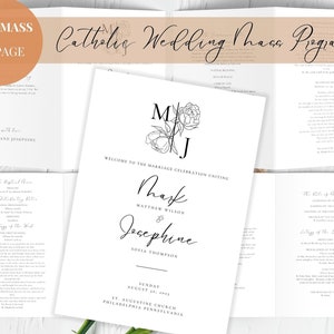 Catholic Wedding Mass Program Booklet (full Mass), Bifold Catholic ...