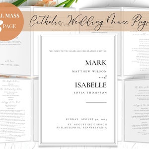 Catholic Wedding Mass Program Booklet (Full Mass), Bifold Catholic Wedding Program Template Canva, Wedding Mass Program, Catholic Liturgy