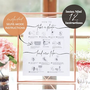 Editable Instax Mini 12 Polaroid Camera Instruction Sign, How to Take a Photo Load New Film Instax Instructions, Polaroid Instruction Canva