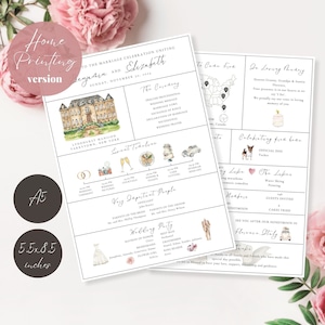 Wedding Infographic Program Template, Infographic Wedding Ceremony Program, Wedding Day Timeline Program Card, Modern Unique Church Program