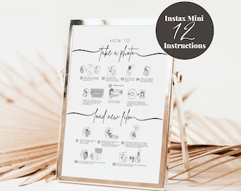 Editable Polaroid Instruction for Instax Mini 12 Guest Book, Wedding Polaroid Camera Guestbook Instructions, Photo Guestbook Printable Sign