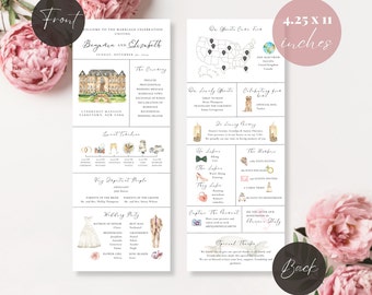 Infographic Wedding Program, Catholic Wedding Program Template, Unique Wedding Programs, Fun Wedding Program, Church Wedding Infographic