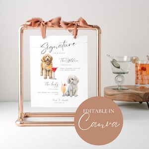 Signature Drinks Sign with Pet, Pet Drink Sign Wedding, Pet Signature Cocktail Sign Dog Drink Sign, Dog Bar Sign Wedding, Dog Drink Menu