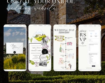 Custom Wedding Website with RSVP Customisable Canva Template Editable Digital Wedding Invitation Details Save the Date Digital Download DIY