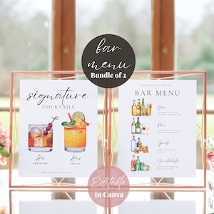 Bar Menu Poster, Bar Sign Template, Signature Drink Menu, Wedding Bar Menu Sign, Beer and Wine Menu, Custom Drink Menu, Bar Sign Wedding
