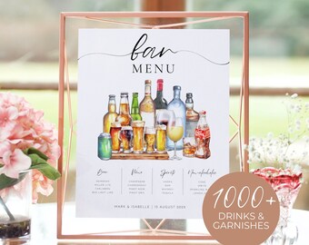 Bar Menu Poster, Bar Sign Template, Signature Drink Menu, Wedding Bar Menu Sign, Beer and Wine Menu, Custom Drink Menu, Bar Sign Wedding