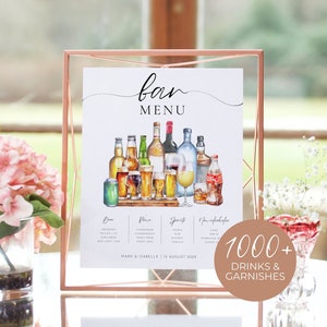 Bar Menu Poster, Bar Sign Template, Signature Drink Menu, Wedding Bar Menu Sign, Beer and Wine Menu, Custom Drink Menu, Bar Sign Wedding