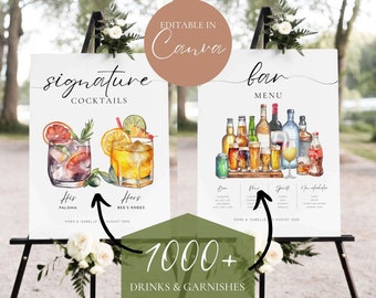 Bar Menu Poster, Bar Sign Template, Signature Drink Menu, Wedding Bar Menu Sign, Beer and Wine Menu, Custom Drink Menu, Bar Sign Wedding