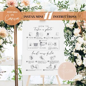 Editable Instax Mini 11 Polaroid Instruction, Photobooth Sign, All-In-One Instant Camera Directions, Instax Camera Instructions, Canva