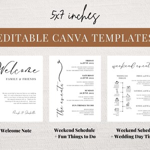 Welcome Bag Note, Wedding Weekend Timeline Template, Day of Wedding Timeline Infographic Wedding Reception Timeline Welcome Bag Insert image 4