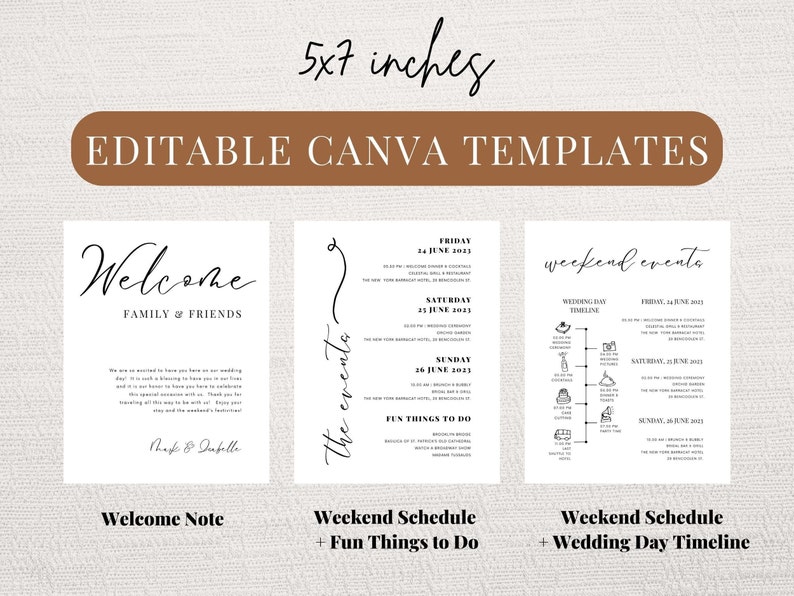 Welcome Bag Note, Wedding Weekend Timeline Template, Day of Wedding Timeline Infographic Wedding Reception Timeline Welcome Bag Insert image 4