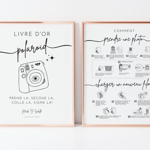 French Polaroid Instruction and Camera Guestbook Sign Bundle, French Instax Mini 11 Camera Instruction How to Take a Photo Load New Film image 2