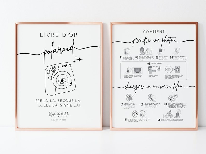 Instruction Polaroid en français et livre d'or pour appareil photo, instructions pour appareil photo Instax Mini 11 en français, comment prendre une photo, charger un nouveau film image 2