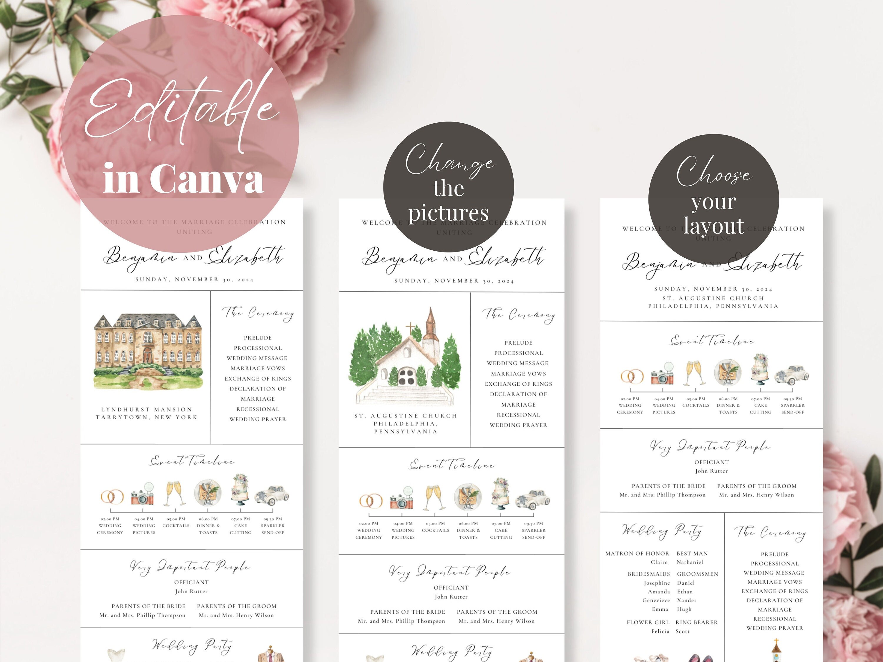 Infographic Wedding Program, Catholic Wedding Program Template, Unique ...