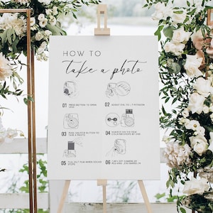 How To Take a Photo, Instax Mini 9 Polaroid Instruction, Photobooth Sign, Instant Camera Directions, Instax Camera Instructions