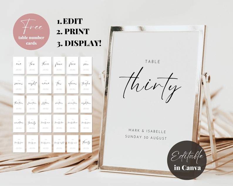 Sample Thirty Two Numeric Wedding Seating Chart Cards Alphabetical, Last Name Wedding DIY Seating ...