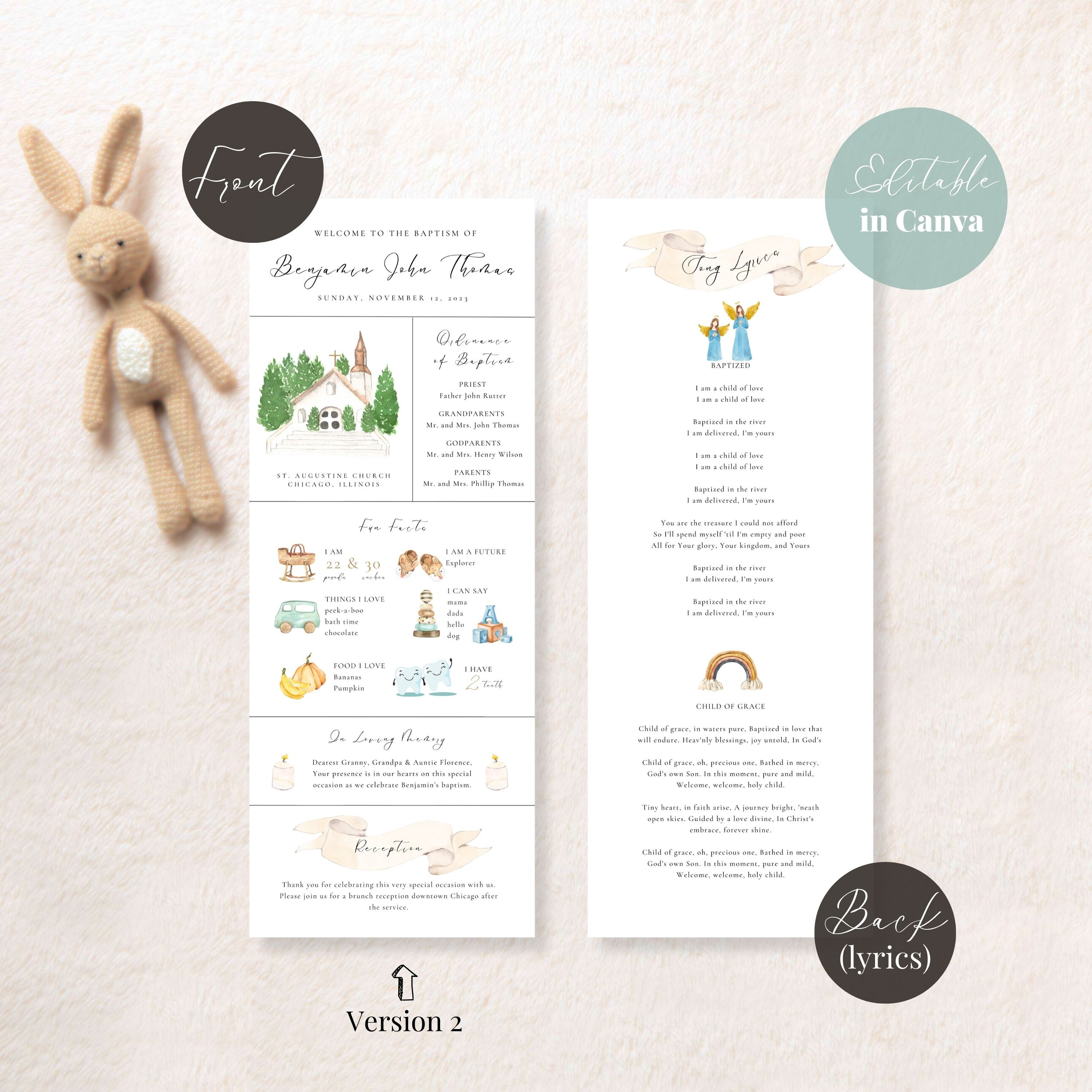 Baby Boy Baptism Program Template, Unique Catholic Baptism Ceremony ...