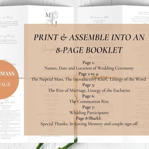 Catholic Wedding Mass Program Booklet (full Mass), Bifold Catholic ...