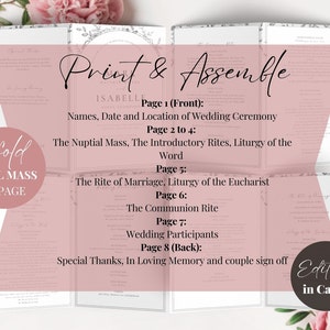 Floral Catholic Wedding Mass Program Booklet Bifold Catholic Wedding ...
