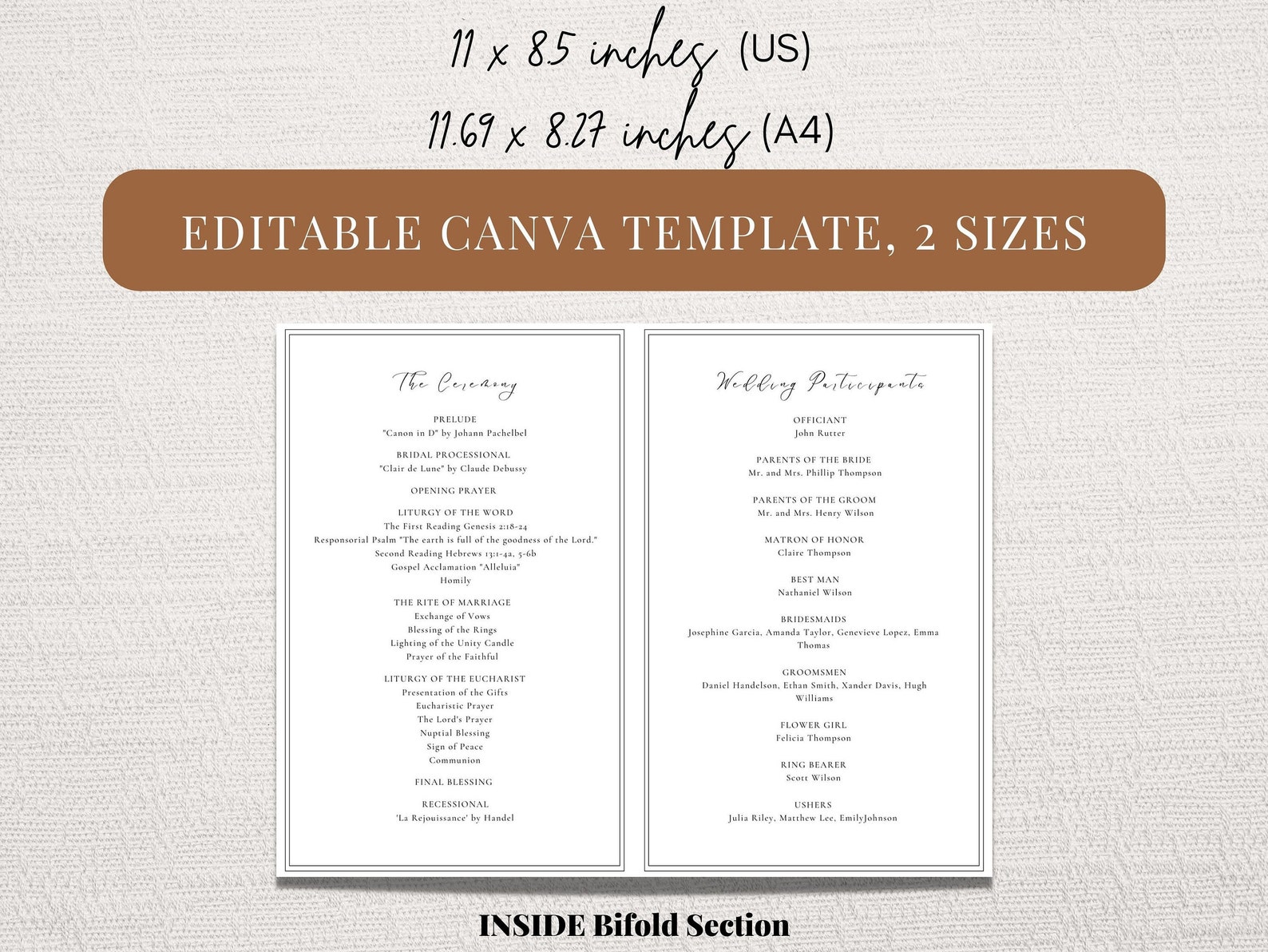 Elegant Catholic Wedding Mass Program Booklet, Catholic Wedding Program ...