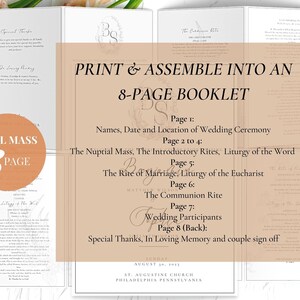 Floral Catholic Wedding Mass Program Booklet (full Mass), Bifold ...