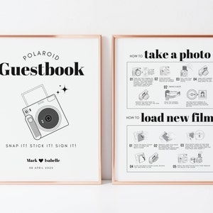 Instax Square SQ1 Instructions and Camera Guestbook Sign Bundle, Polaroid Instructions How to Take a Photo How to Load New Film Wedding Sign image 6