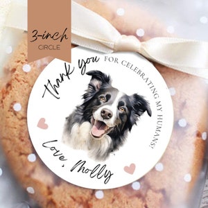 3 Inch Custom Dog Wedding Favor Stickers, Dog of Honor Personalized Pet Photo Wedding Favor Label, Dog Treat Bag Thank You For Celebrating