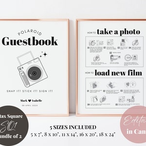 Instax Square SQ1 Instructions and Camera Guestbook Sign Bundle, Polaroid Instructions How to Take a Photo How to Load New Film Wedding Sign image 3