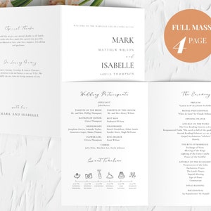 Catholic Wedding Program Template, Wedding Day Timeline Infographic , Bifold Catholic Wedding Mass Program, Church Wedding Program Booklet