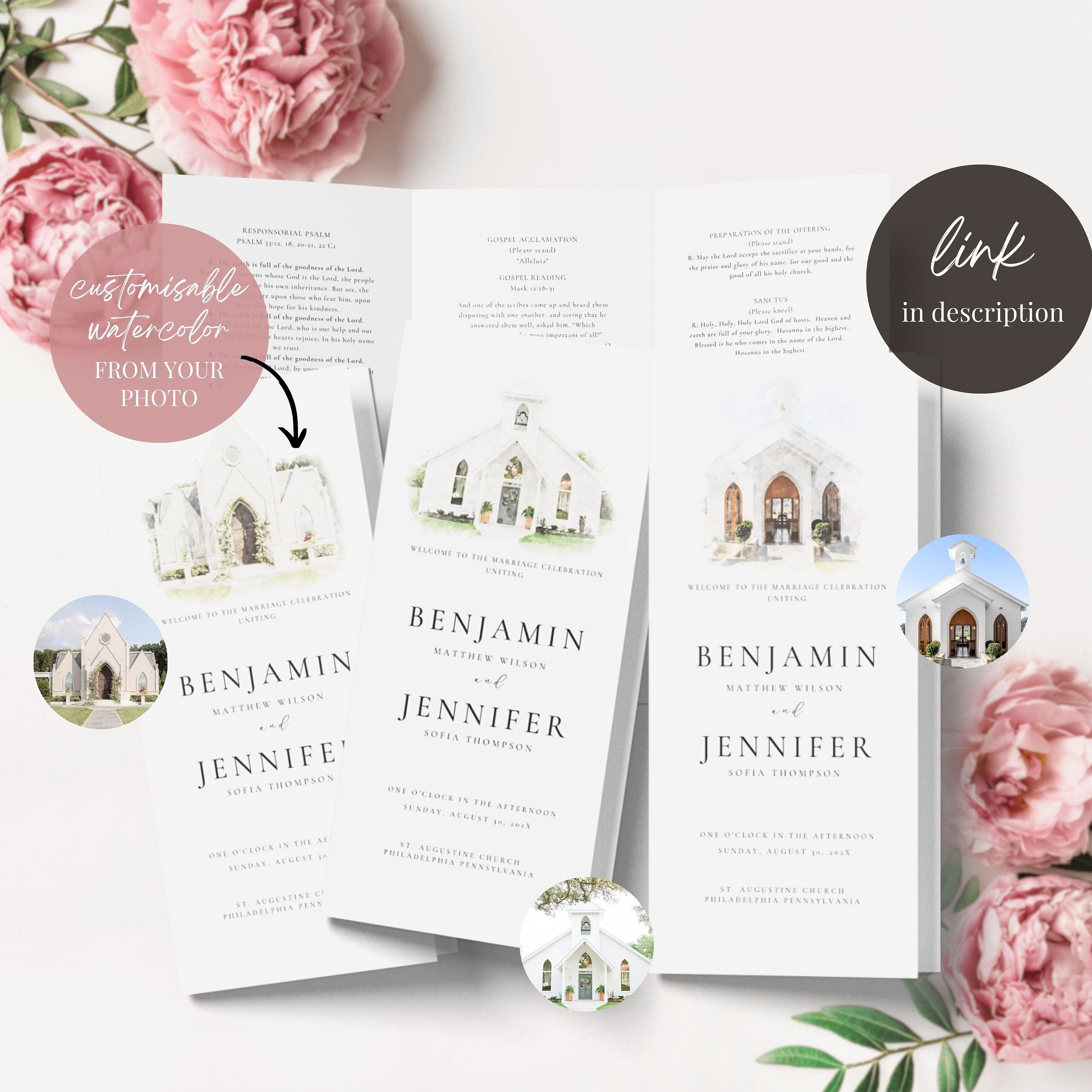 Catholic Wedding Mass Program Booklet (full Mass), Trifold Catholic ...