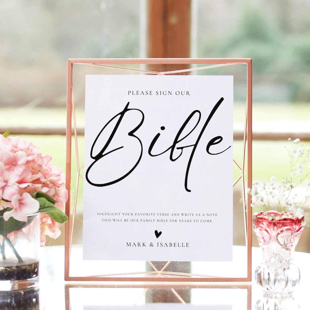 Editable Bible Guest Book Sign, Please Sign Our Family Bible Sign ...