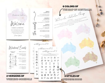 Wedding Welcome Bag Insert, Destination Wedding Welcome Letter and Itinerary, Wedding Welcome Timeline Card, Wedding Weekend Timeline