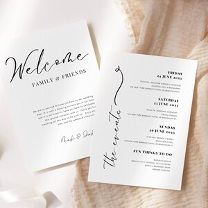 Welcome Bag Note, Wedding Weekend Timeline Template, Day of Wedding Timeline Infographic Wedding Reception Timeline Welcome Bag Insert image 3