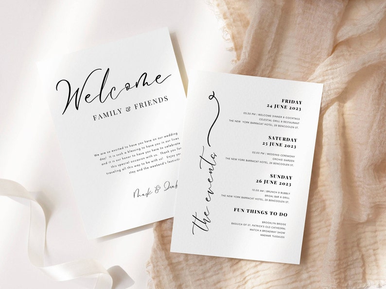 Welcome Bag Note, Wedding Weekend Timeline Template, Day of Wedding Timeline Infographic Wedding Reception Timeline Welcome Bag Insert image 3
