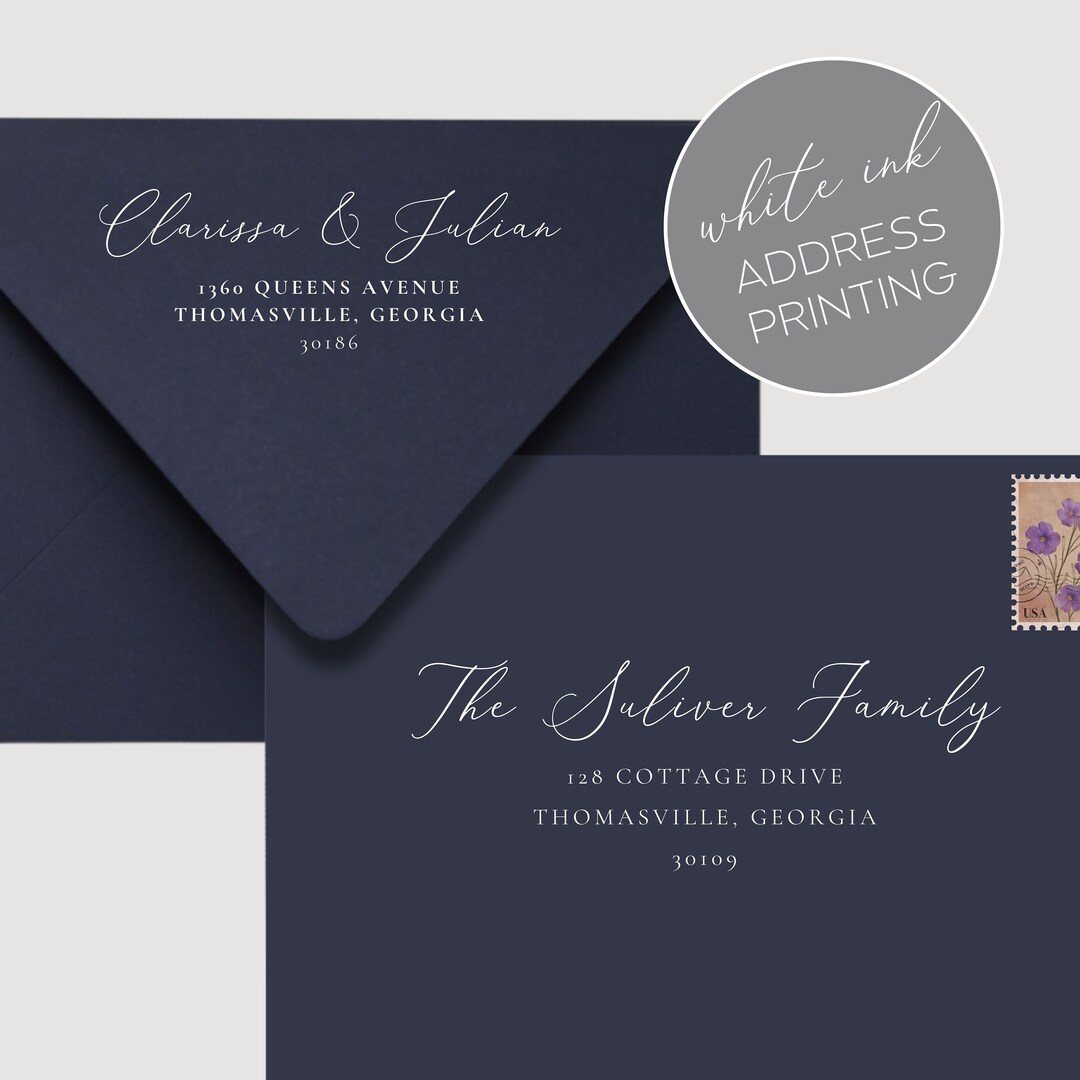 White Ink Envelope Printing Service for A7 Envelopes for Wedding