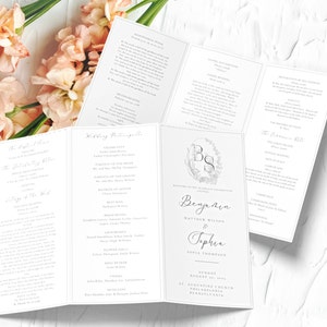 Floral Catholic Wedding Mass Program Booklet (full Mass), Trifold ...