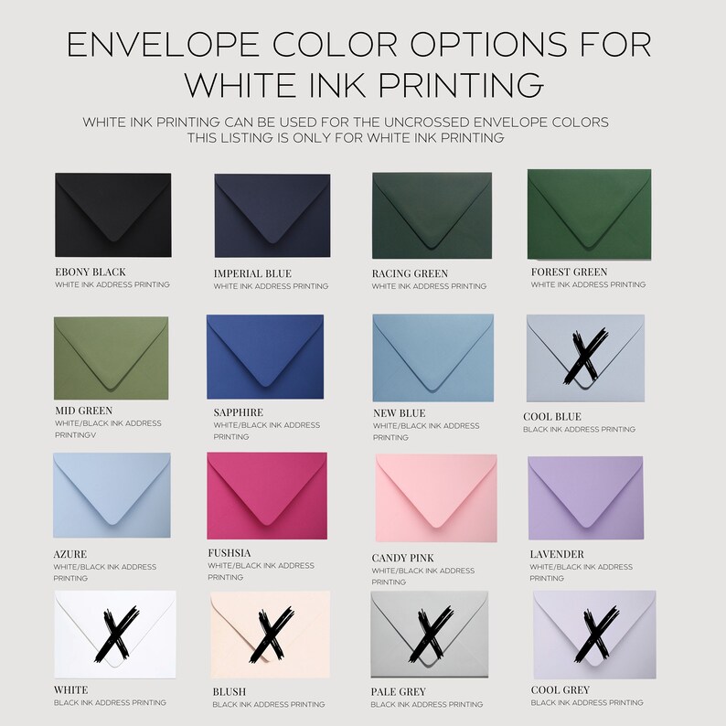 White Ink Envelope Printing Service for A7 Envelopes for Wedding ...