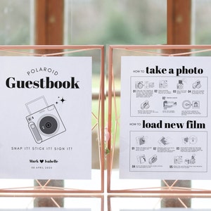 Instax Square SQ1 Instructions and Camera Guestbook Sign Bundle, Polaroid Instructions How to Take a Photo How to Load New Film Wedding Sign image 5